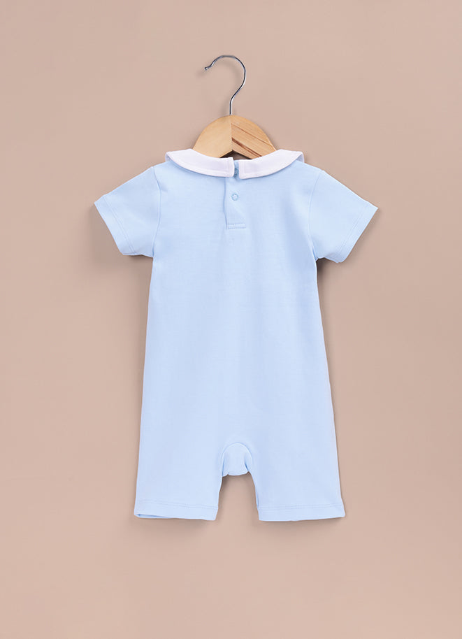 Le Pur BioCool Classic Baby Romper – Light Blue with Peter Pan Collar